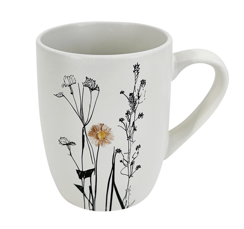 Keramický hrnek Cream Garden Color 350ml, smetanová/černá