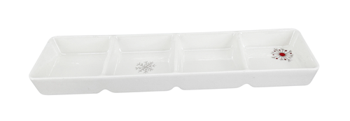 Porcelánová servírovací miska Koleda 2025 se 4 přihrádkami, 22,5 × 6 cm