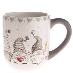 Vánoční keramický hrnek Skřítci 550 ml, šedá