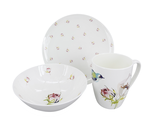 Snídaňový porcelánový set Luna Poetica (talíř, miska, hrnek)