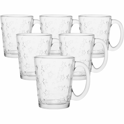 Altom Sada 6 skleněných hrnků Star 300 ml