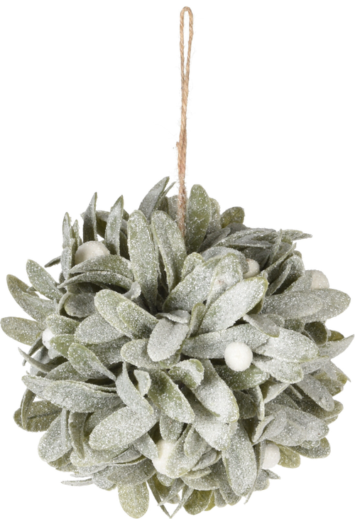 Závěsná dekorační koule Leaf 11cm, bílé bobule