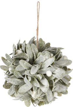 Závěsná dekorační koule Leaf 11cm, bílé bobule