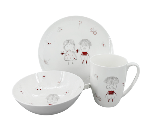 Dětský jídelní set Little Boy (talíř,miska,hrnek)