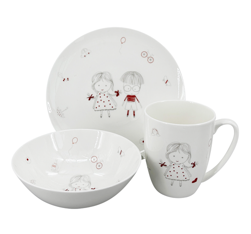 Dětský jídelní set Little Girl (talíř,miska,hrnek)