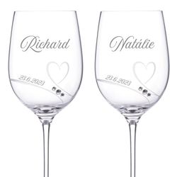 Svatební skleničky na víno Diamante Romance, 2 ks